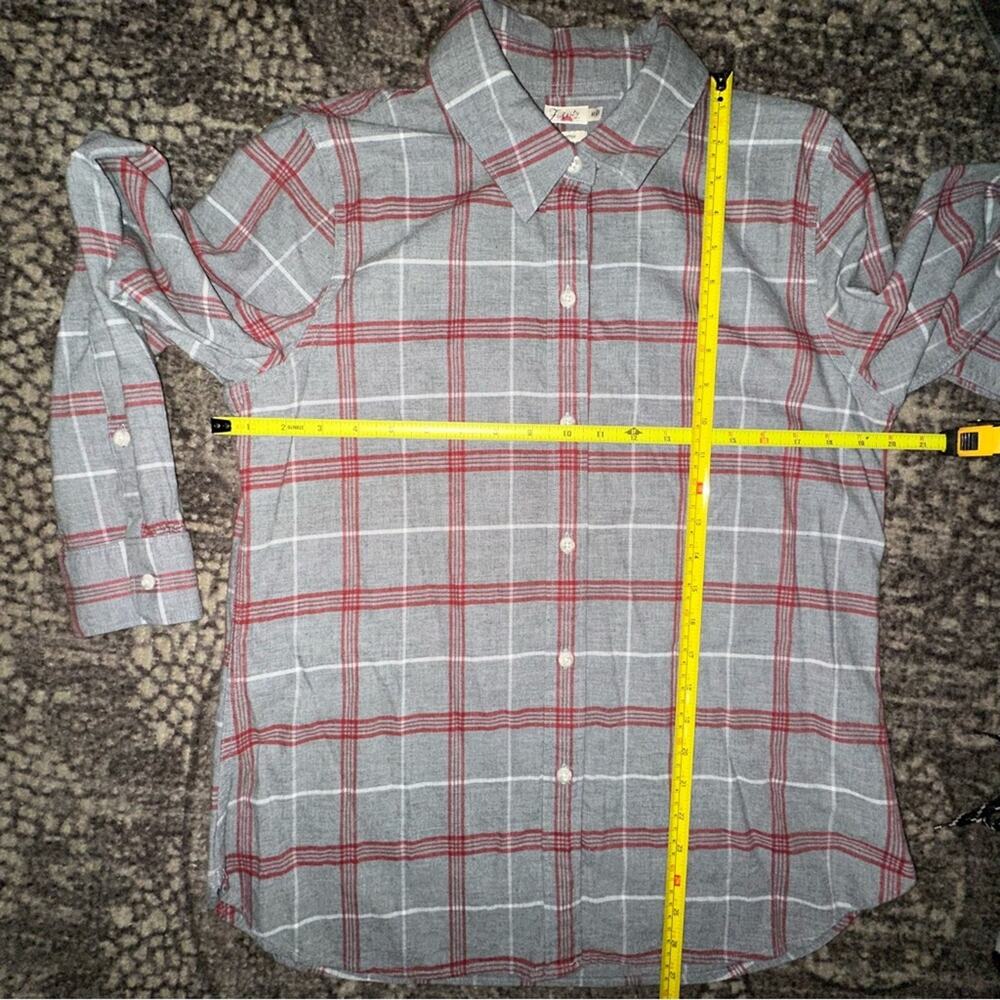 Faherty Sz M Gray Red Juliet Plaid Flannel The Classic Button Down Malibu Shirt - Picture 5 of 6
